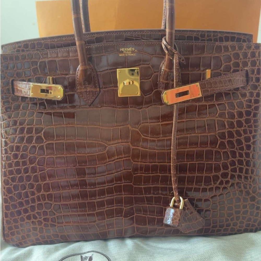Hermès Brown Crocodile Leather Handbag